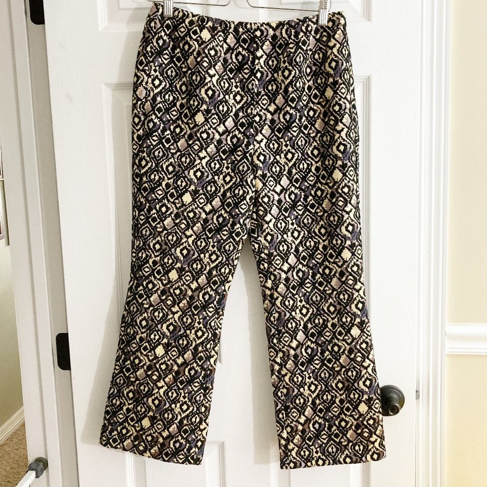 Free People Mod Cropped Kick Flare Pants Geometric Print Maximalism Size 8